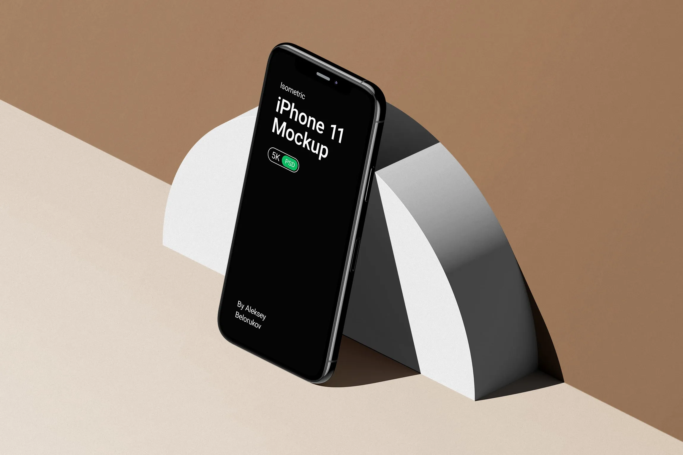 İPhone 11 Pro Mockup V2 Isometrik ile Temiz Sahne |