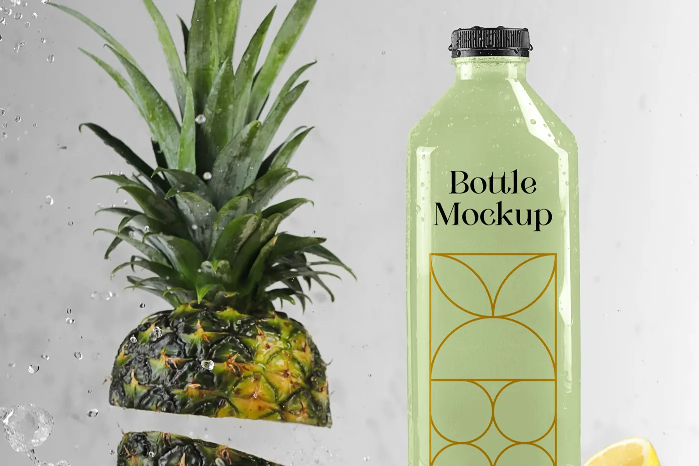 Ananas Mockup ile Şişe - Mr.Mockup