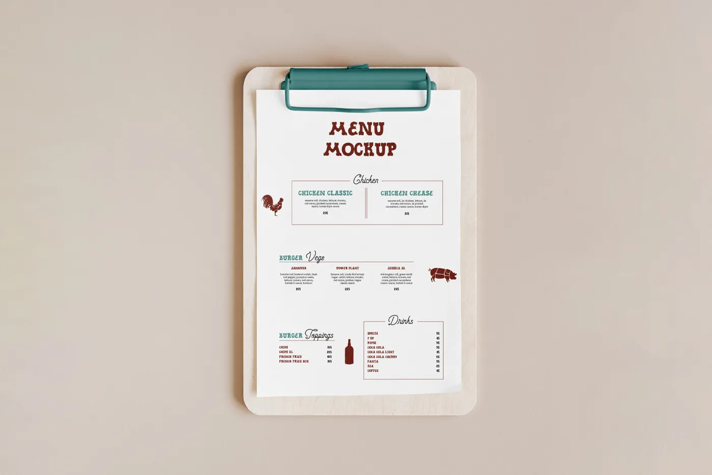 Menü Kartı Mockup - Mr.Mockup | 