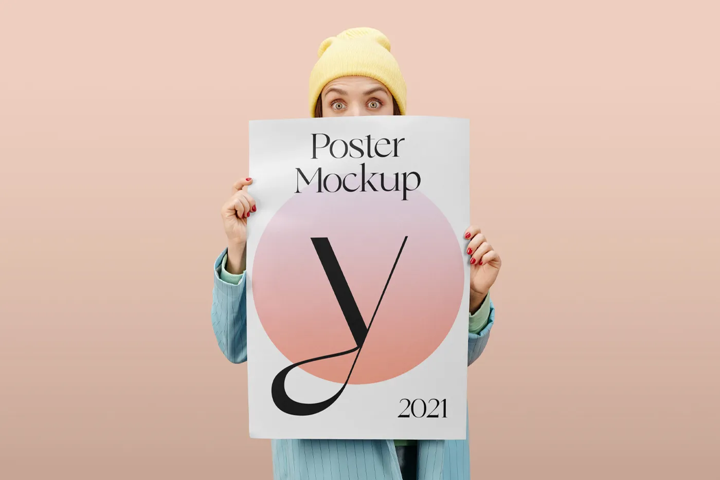 Poster Mockup tutan kadınlar - Mr.Mockup | 