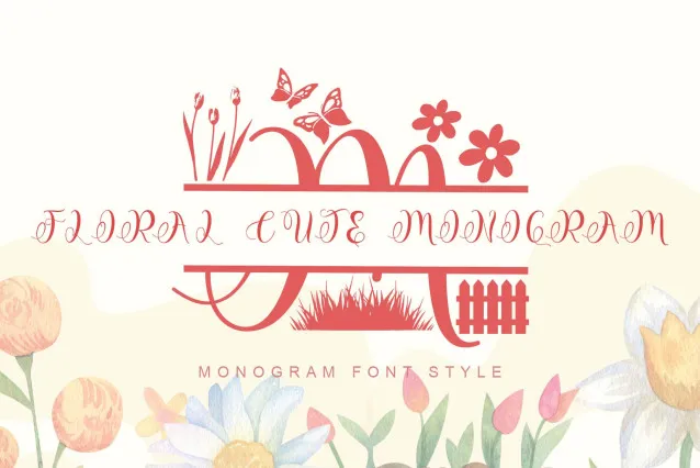 Çiçek sevimli monogram yazı tipi - Ücretsiz yazı tipini indirin