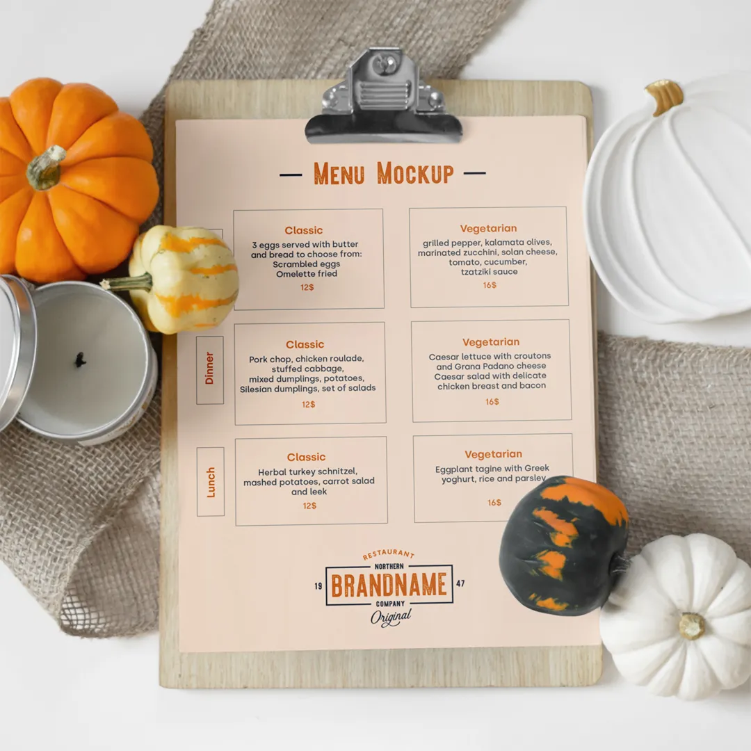 Restoran A4 Menü Mockup - Mr.Mockup | 