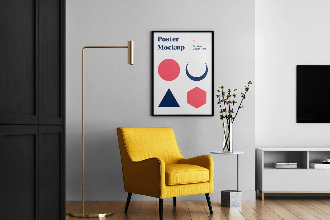 Poster Mockup ile Oturma Odası - Mr.Mockup | 