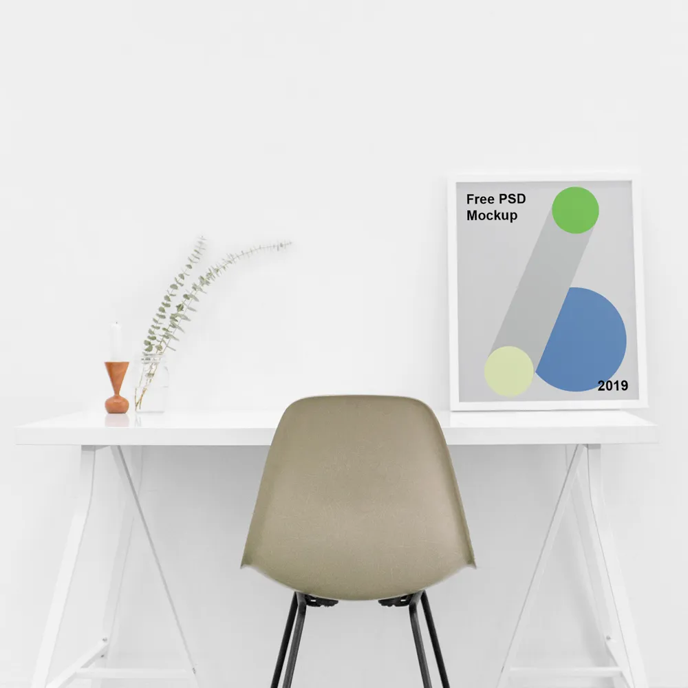 Poster üzerinde masa mockup - Mr.Mockup | 
