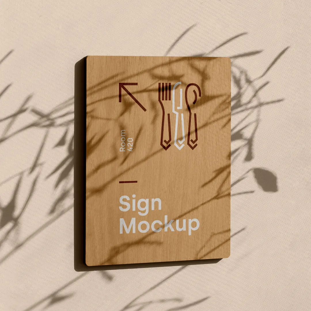Duvarda Ücretsiz Ahşap Sing - Mr.Mockup