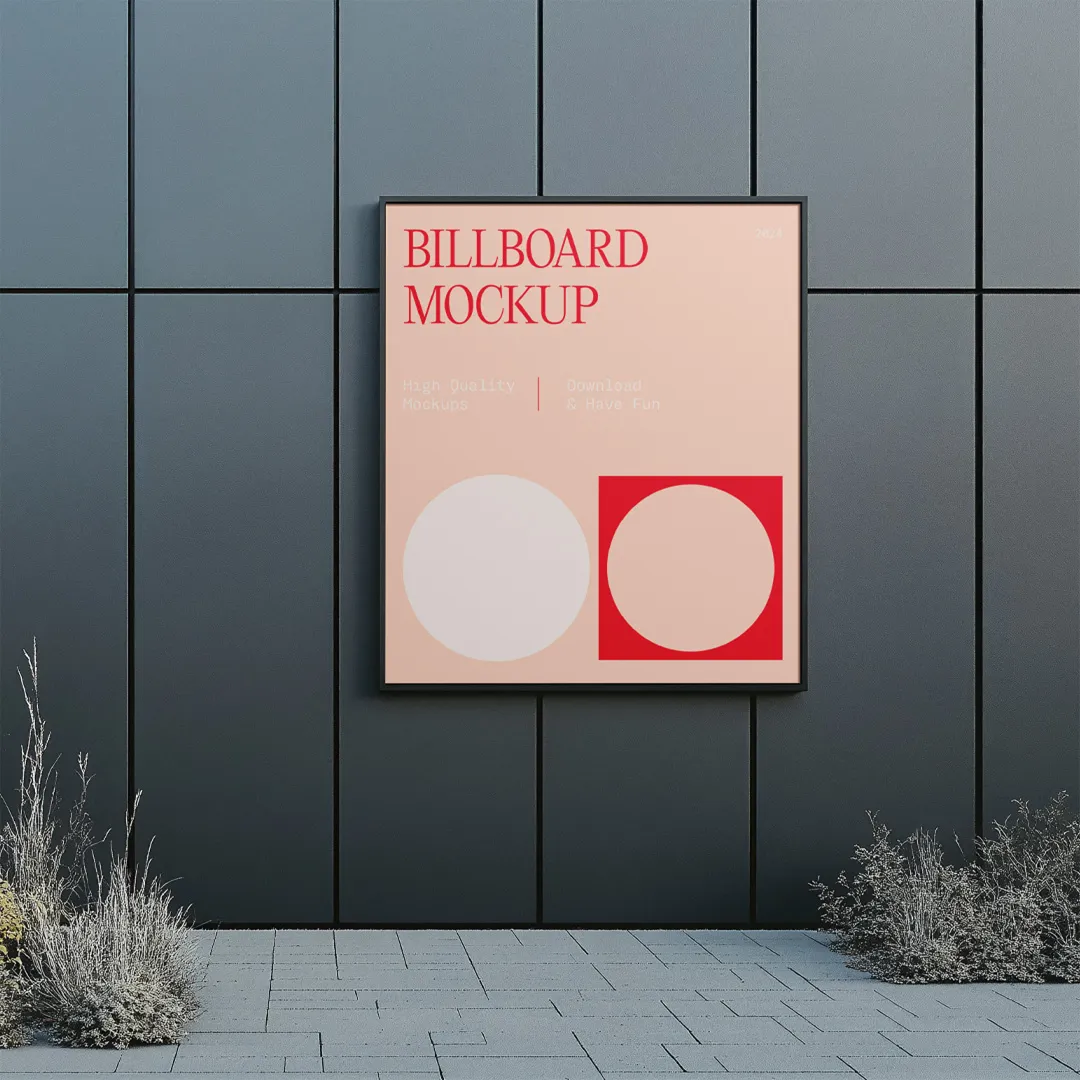 Modern Karanlık Bina Mockup'ta Ücretsiz Billboard - Mr.Mockup