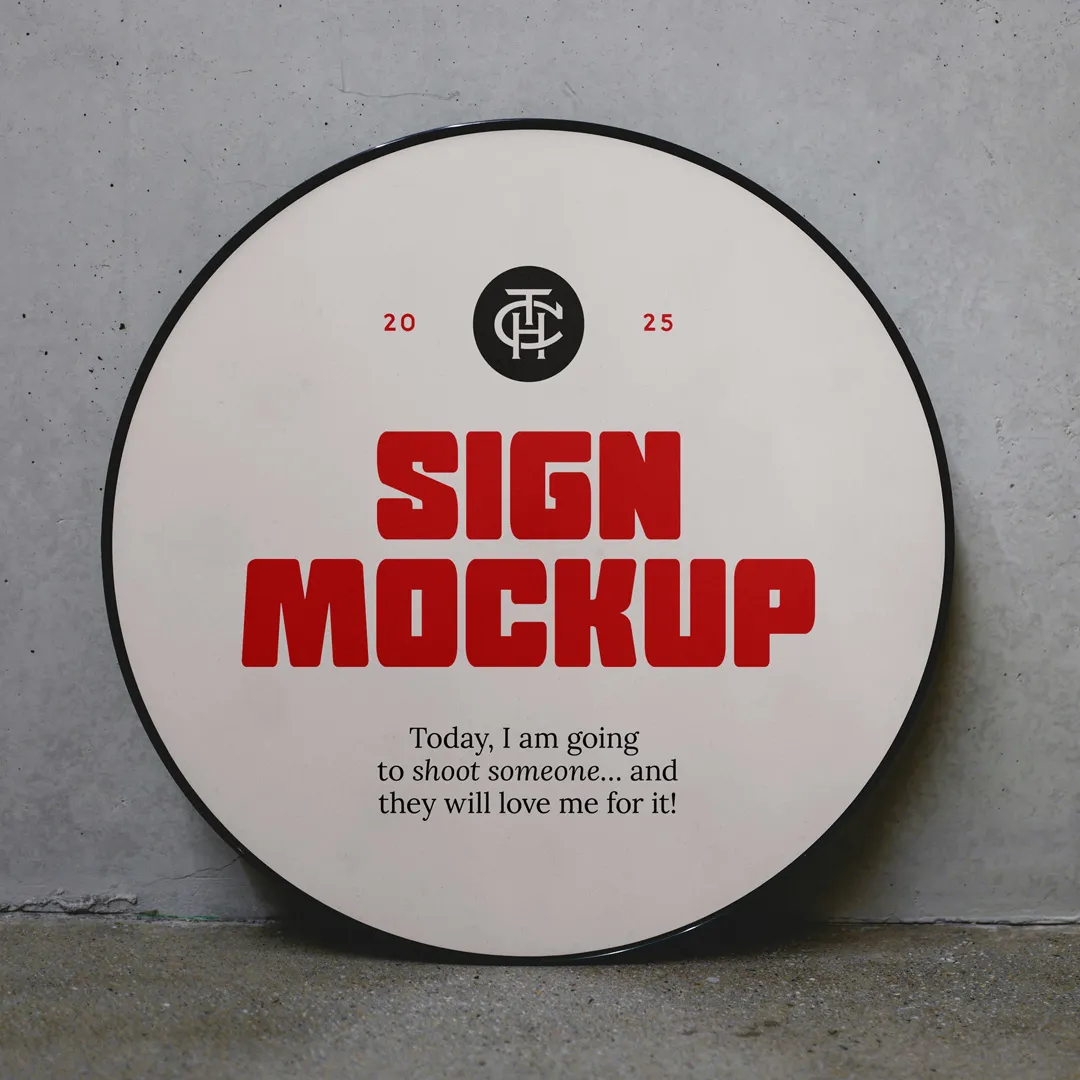 Ücretsiz Büyük Çember İşareti Mockup - Mr.Mockup
