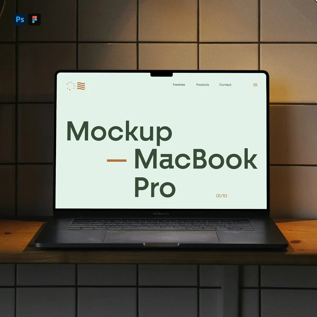ÜCRETSİZ Front View MacBook 16 Pro Mockup - Mr.Mockup