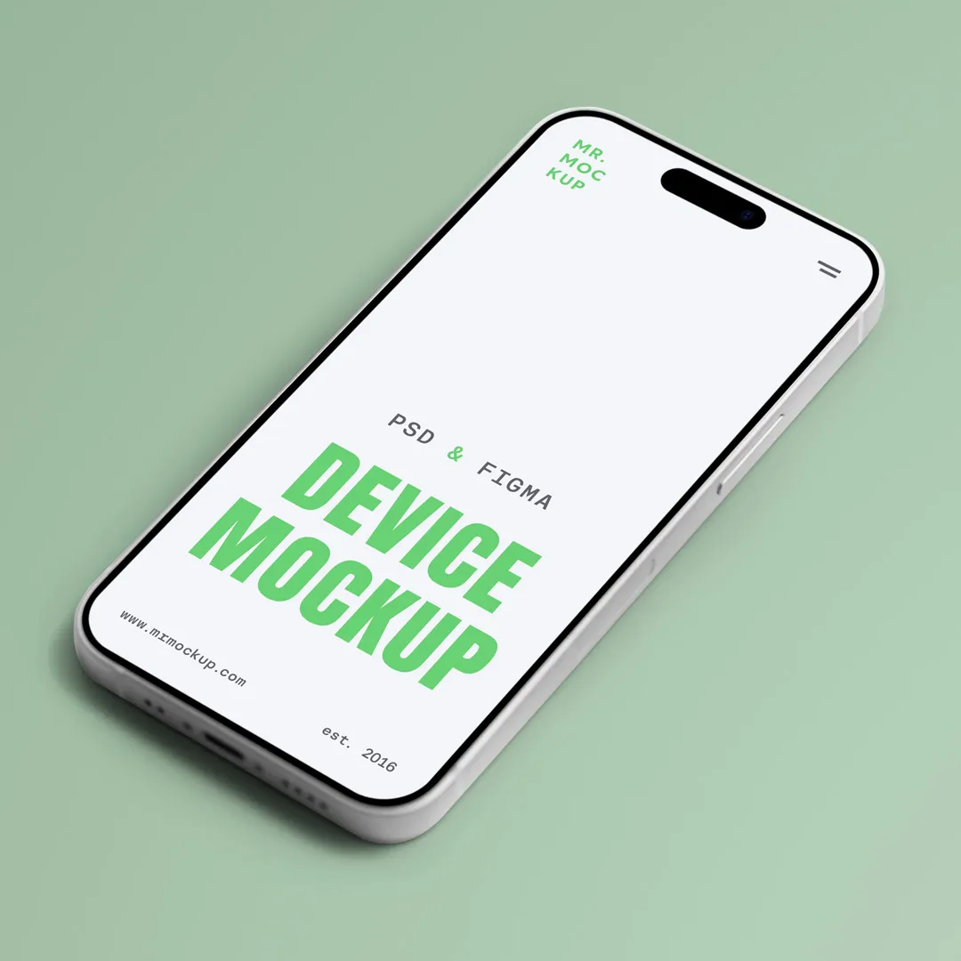 Ücretsiz iPhone 16 Pro Döşak Zemin Mockup - Mr.Mockup