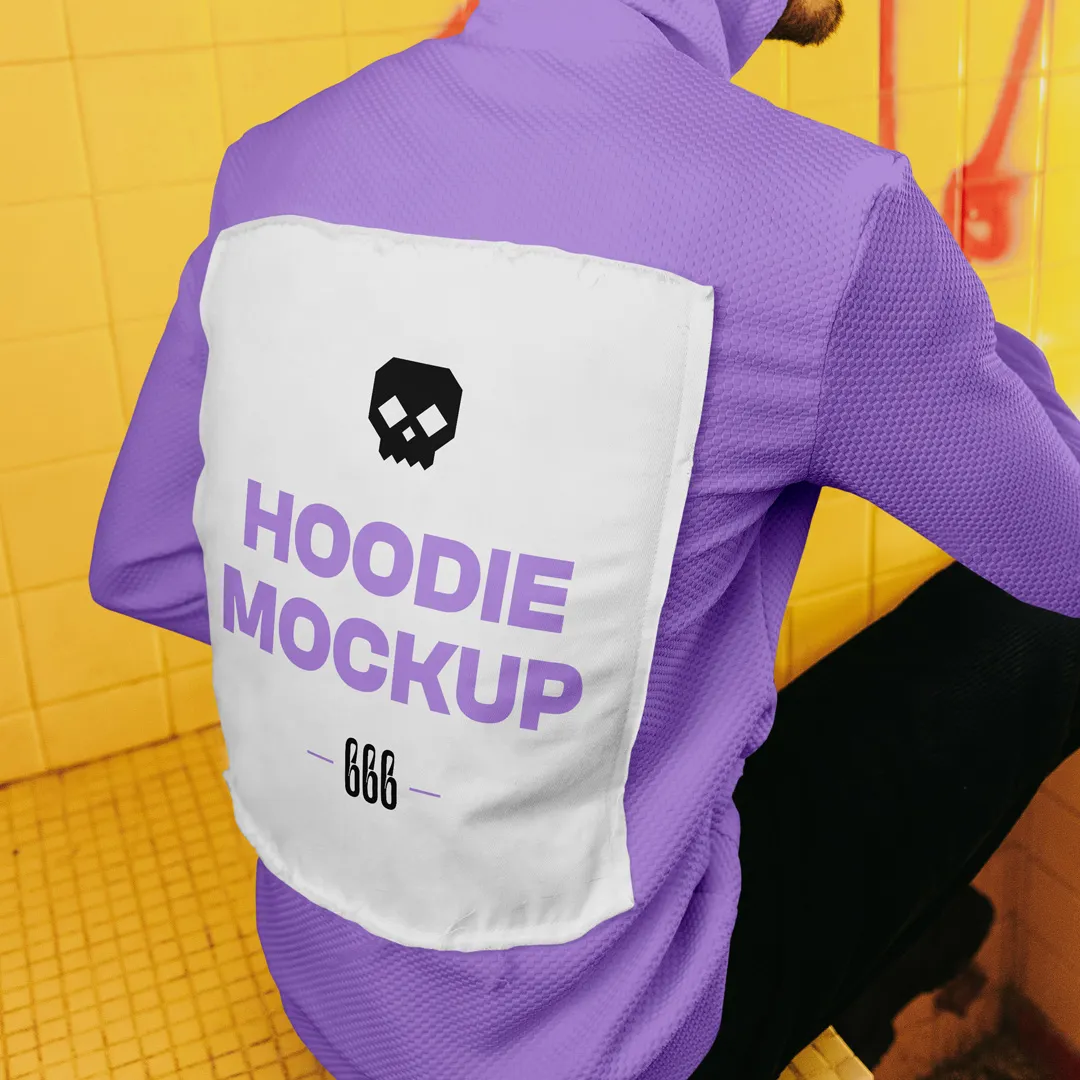Ücretsiz Geri Görünüm Hoodie PSD Mockup - Mr.Mockup