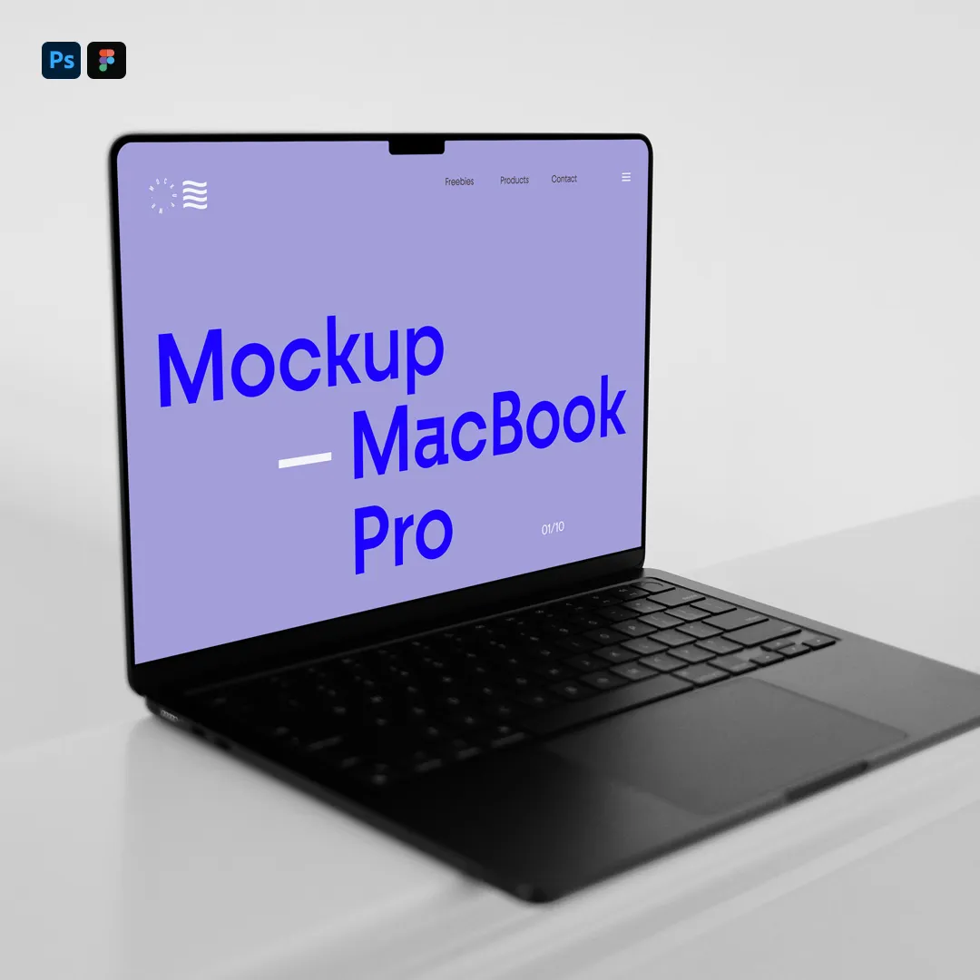 Free MacBook Pro'da Zemin Mockup - Mr.Mockup