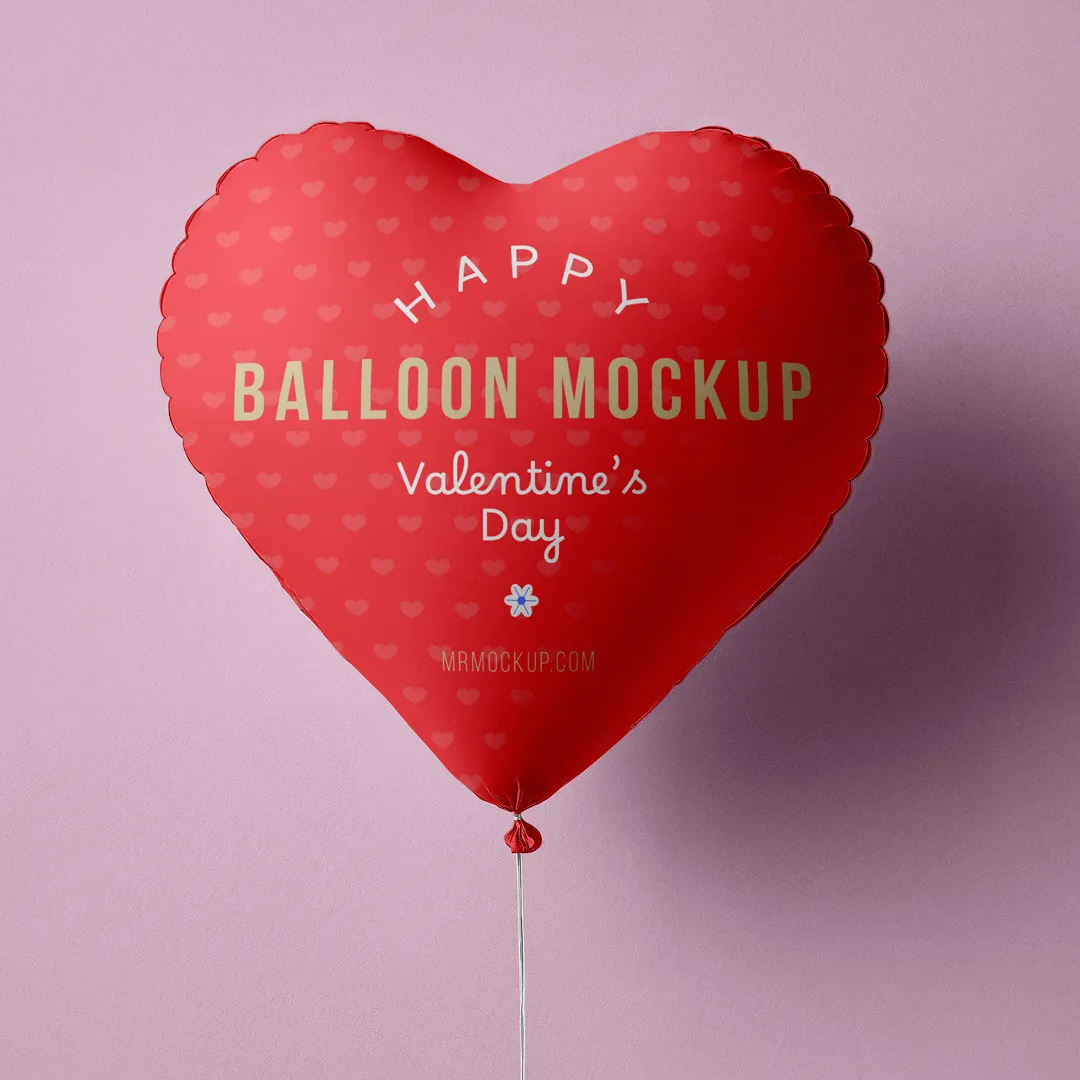Ücretsiz Sevgililer Günü Kalp Balonu Mockup - Mr.Mockup