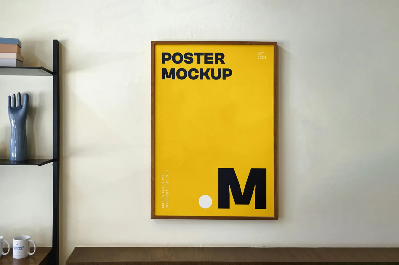 Duvar Mockup'ta Ücretsiz Asma Poster - Mr.Mockup
