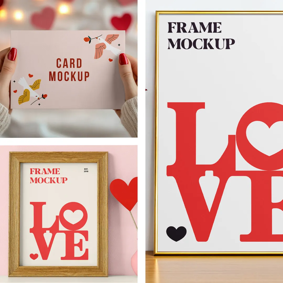 Ücretsiz Valenitnes Day Frame PSD Mockup - Mr.Mockup