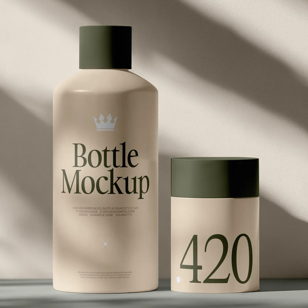 Ücretsiz plastik kozmetik şişe ve deodorant mockup - Mr.Mockup