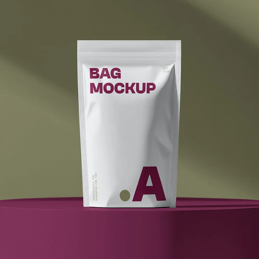 Ücretsiz plastik kahve torbası Mockup - Mr.Mockup