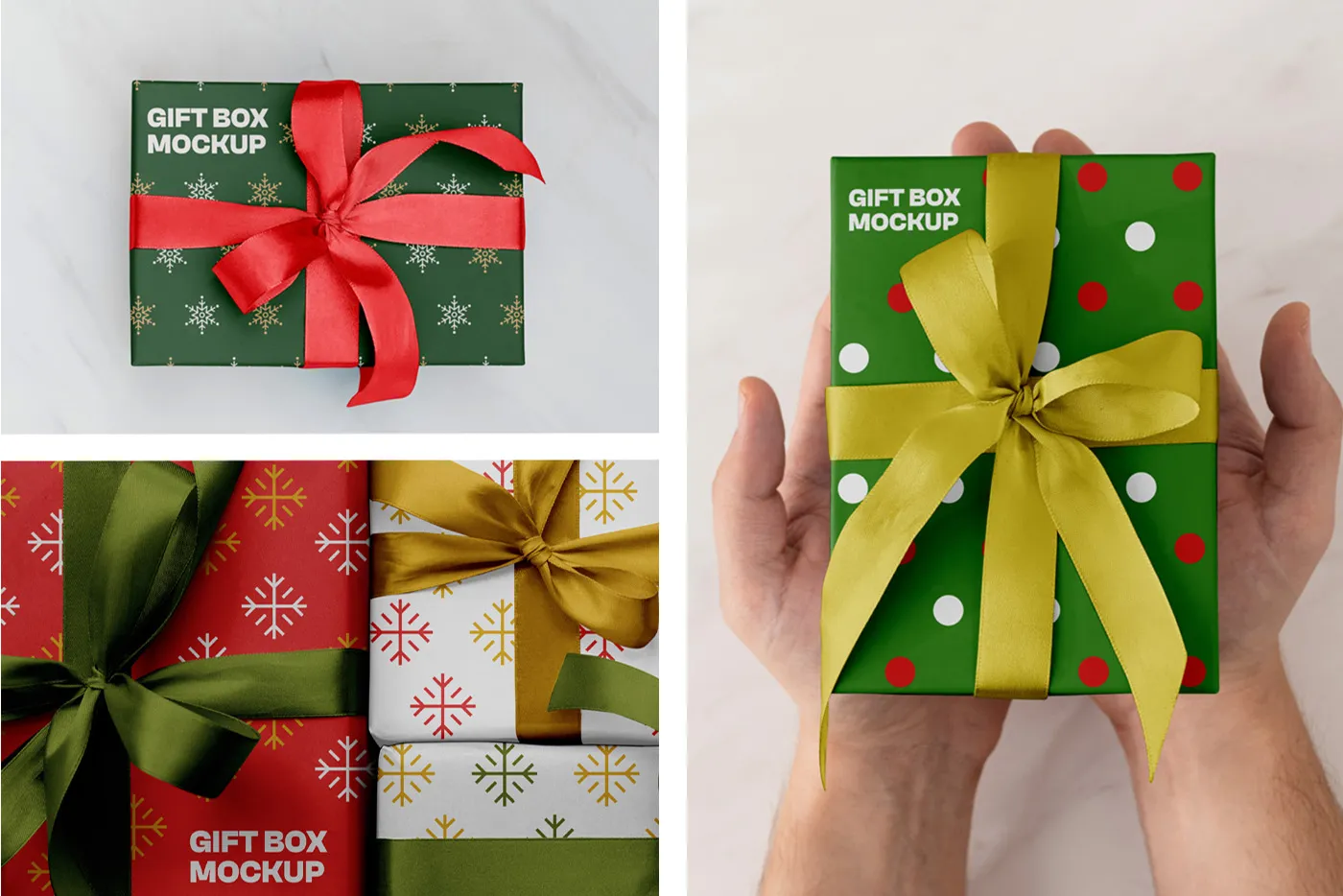 Ücretsiz Noel hediye kutusu Mockups - Mr.Mockup