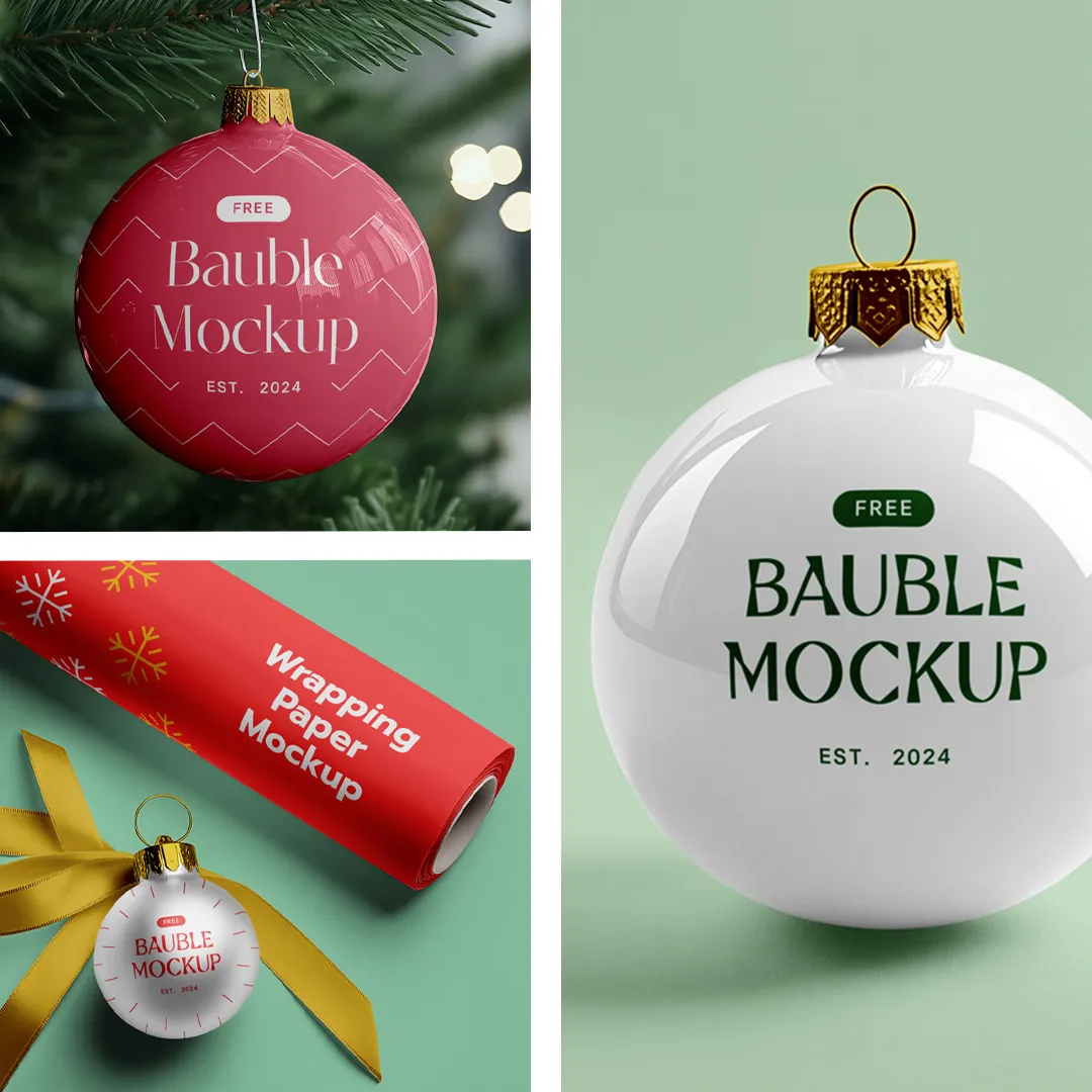 Ücretsiz Noel Bouble Mockups - Mr.Mockup