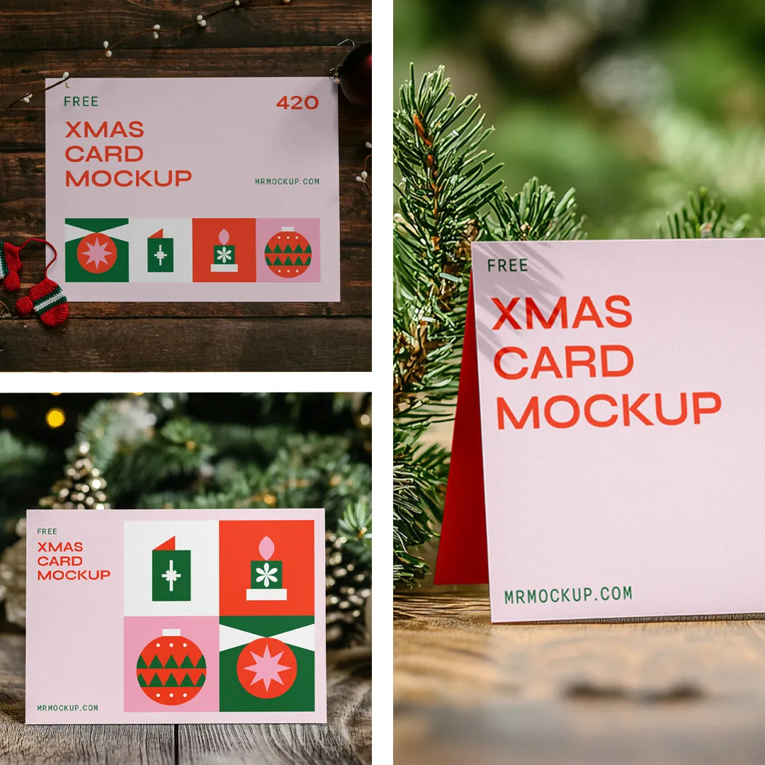 Ücretsiz Noel Kartı PSD Maketler - Mr.Mockup