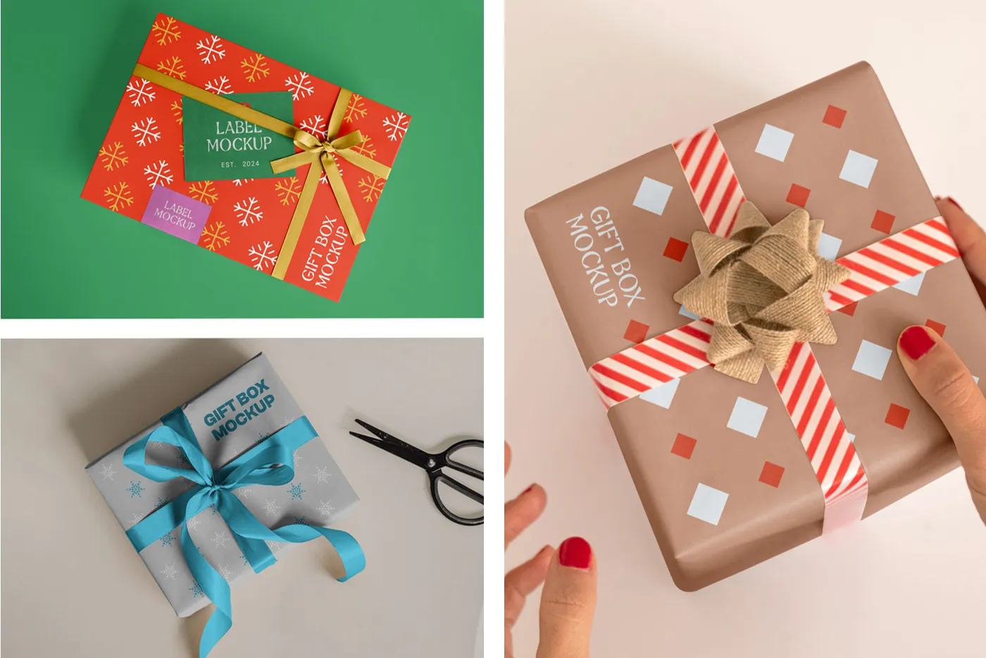 Ücretsiz Noel Hediye Kutusu Mockups - Mr.Mockup