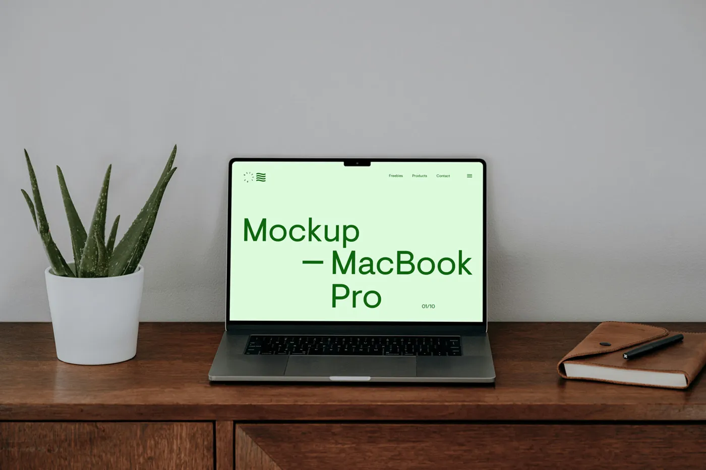 Dresser Mockup'ta Ücretsiz MacBook - Mr.Mockup