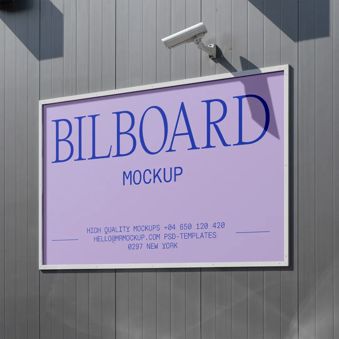 Metal binada ücretsiz yatay reklam panosu - Mr.Mockup