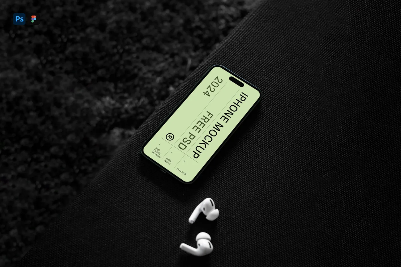 Sofa Mockup'ta Ücretsiz İPhone 14 Pro - Mr.Mockup
