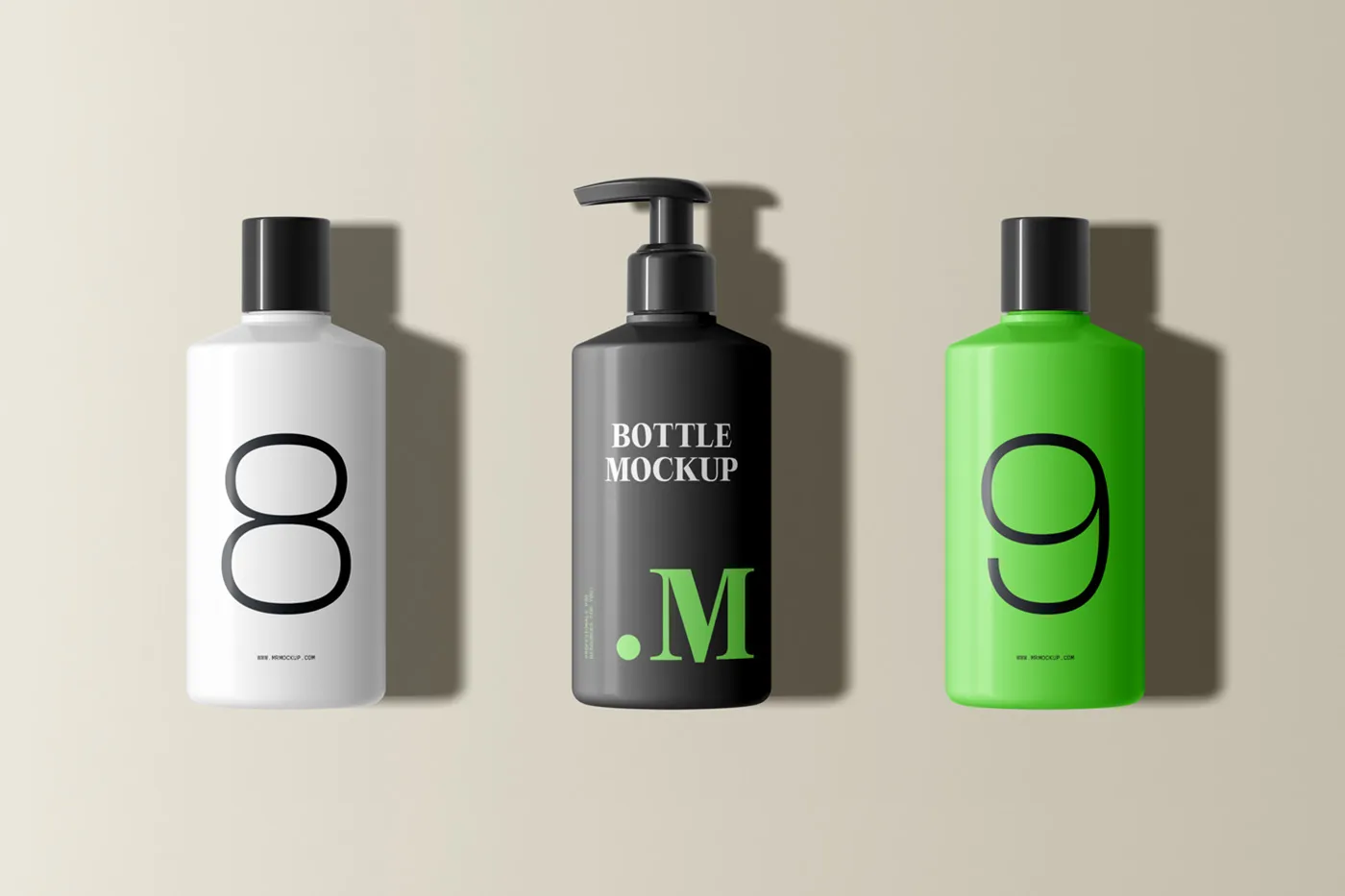Ücretsiz Üç Büyük Şişe Mockups - Mr.Mockup