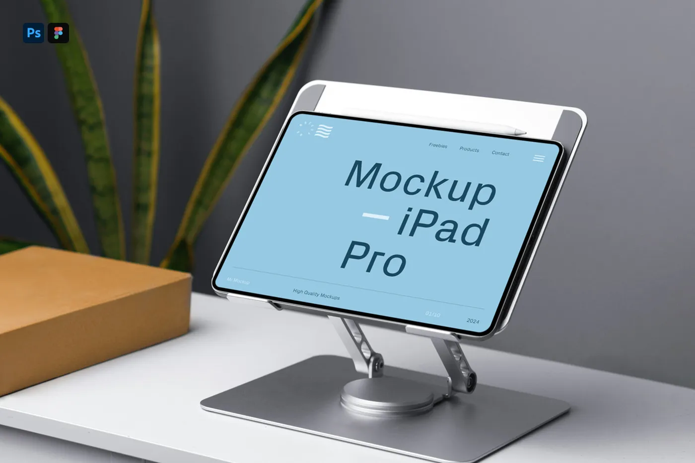 Dock Mockup'ta Ücretsiz iPad Pro - Mr.Mockup