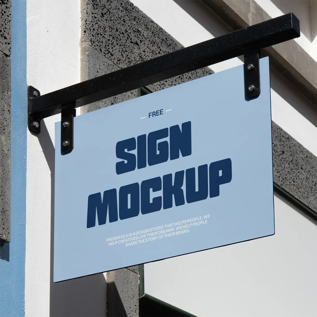 Ücretsiz asılı dikdörtgen işareti Mockup - Mr.Mockup
