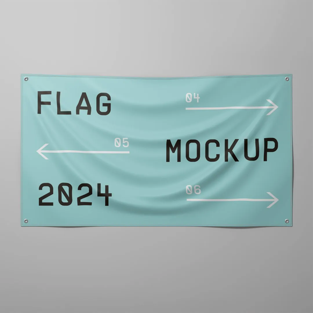 Ücretsiz Büyük Yatay Bayrak Mockup - Mr.Mockup