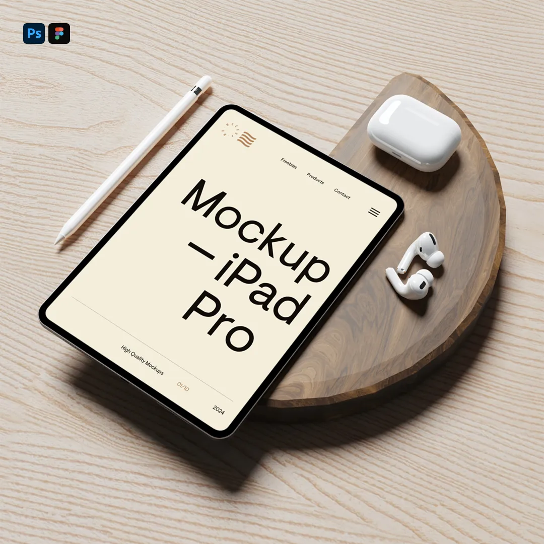 Aksesories Mockup ile Ücretsiz iPad Pro - Mr.Mockup