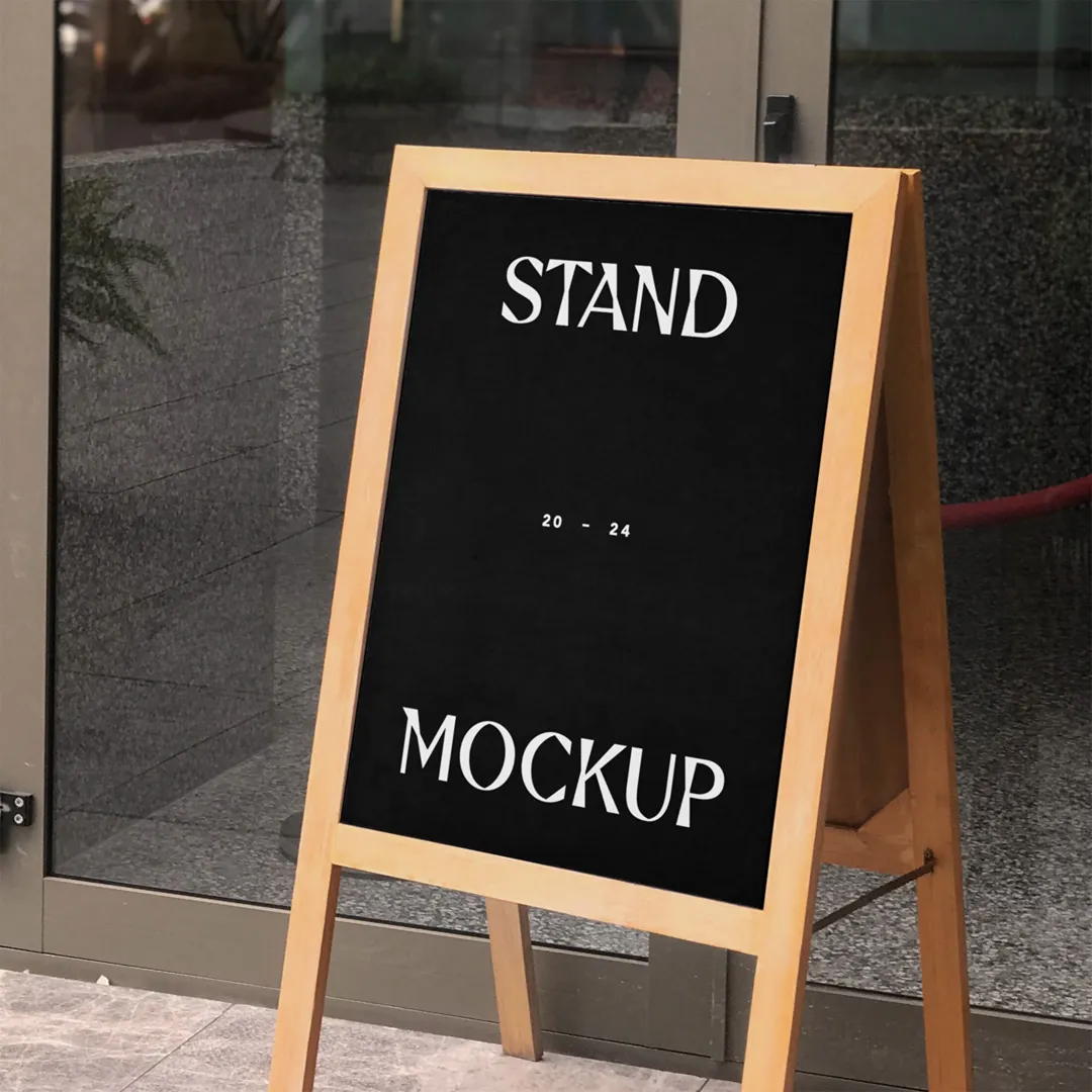 Ücretsiz Ahşap Sokak Stand Mockup - Mr.Mockup