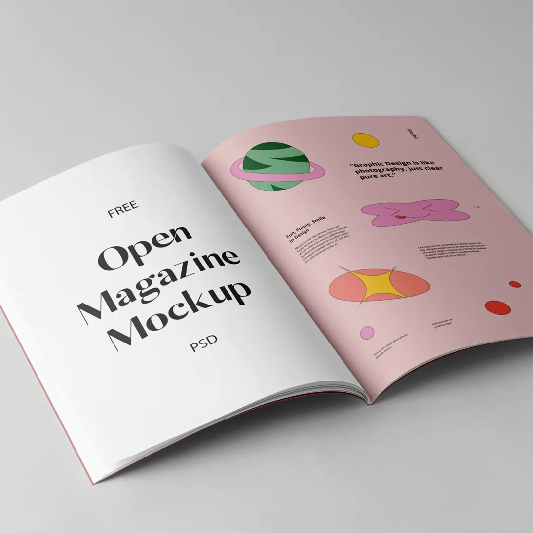 Free Open A4 Magazine Mockup - Mr.Mockup