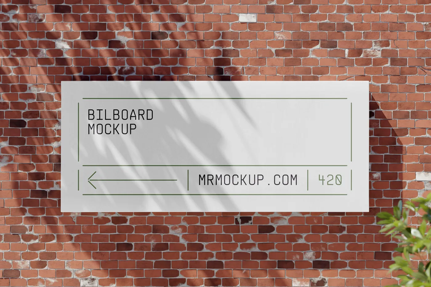 Tuğla Duvar Mockup'ta Ücretsiz Billboard - Mr.Mockup