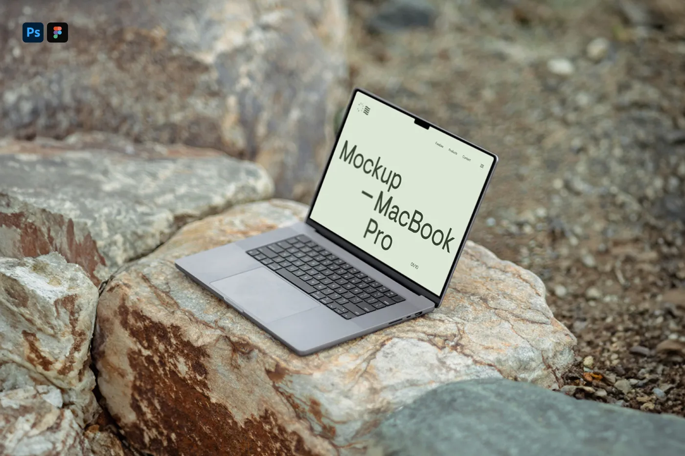 Ücretsiz MacBook Pro Rock Mockup - Mr.Mockup