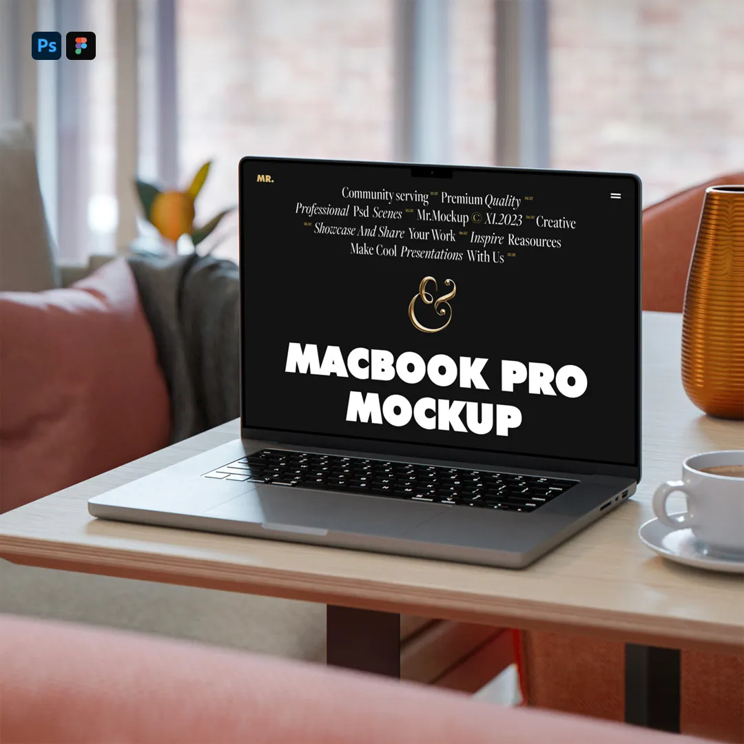 Ücretsiz MacBook Pro masa Mockup - Mr.Mockup