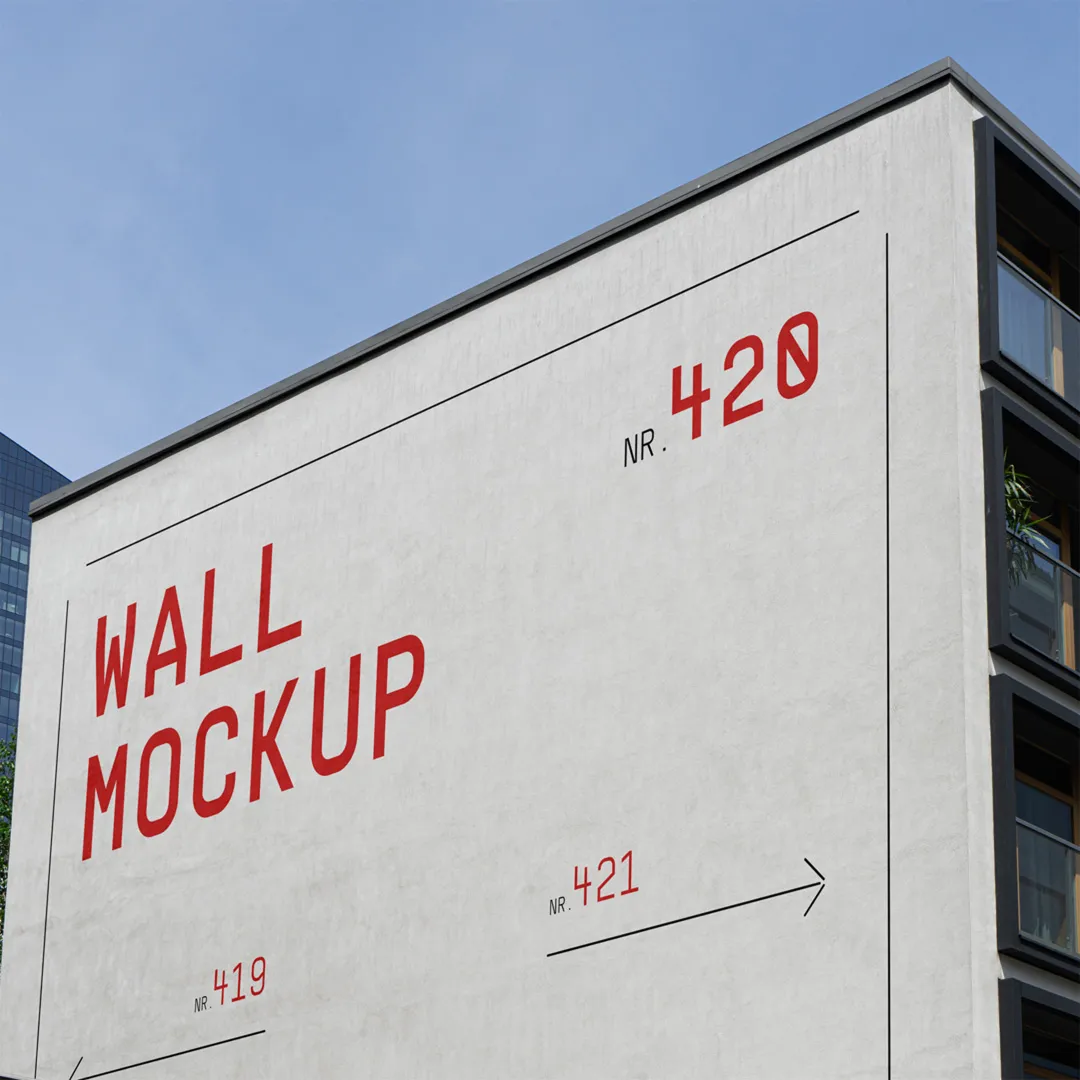 Ücretsiz Bina Yükseklik Duvarı Mockup - Mr.Mockup