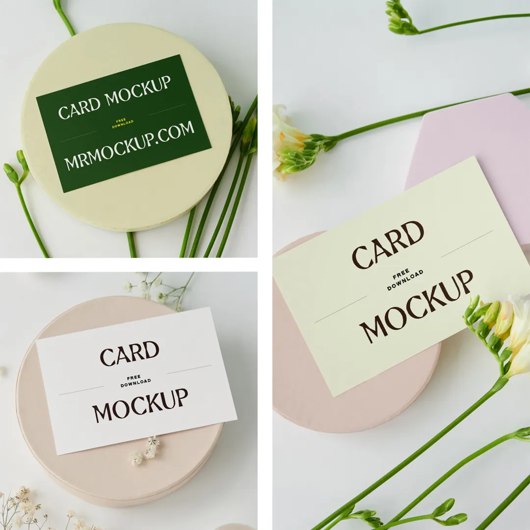 Çiçekli Kartlar Mockup - Mr.Mockup