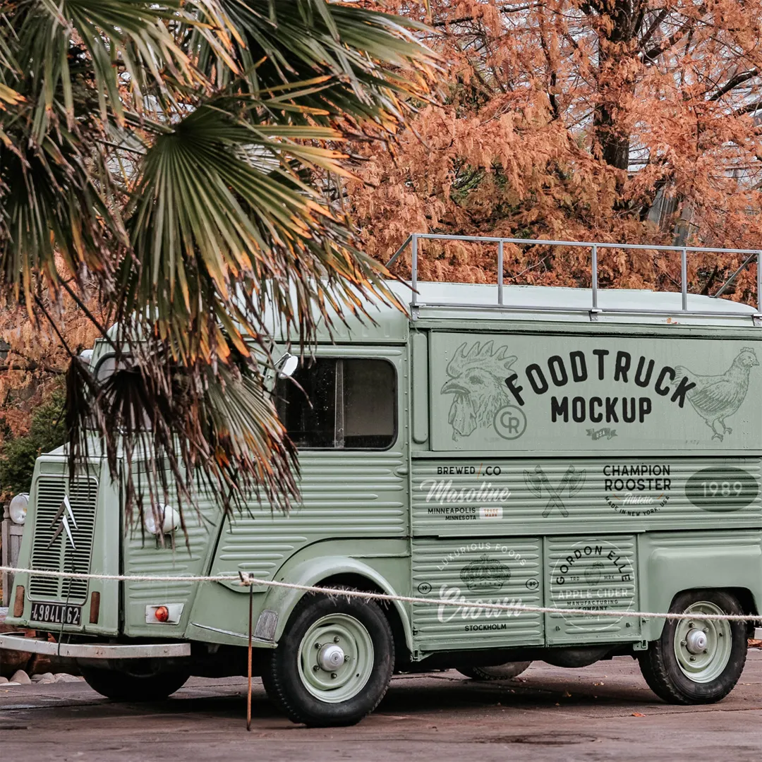 Ücretsiz Citroen FoodTruck Mockup - Mr.Mockup