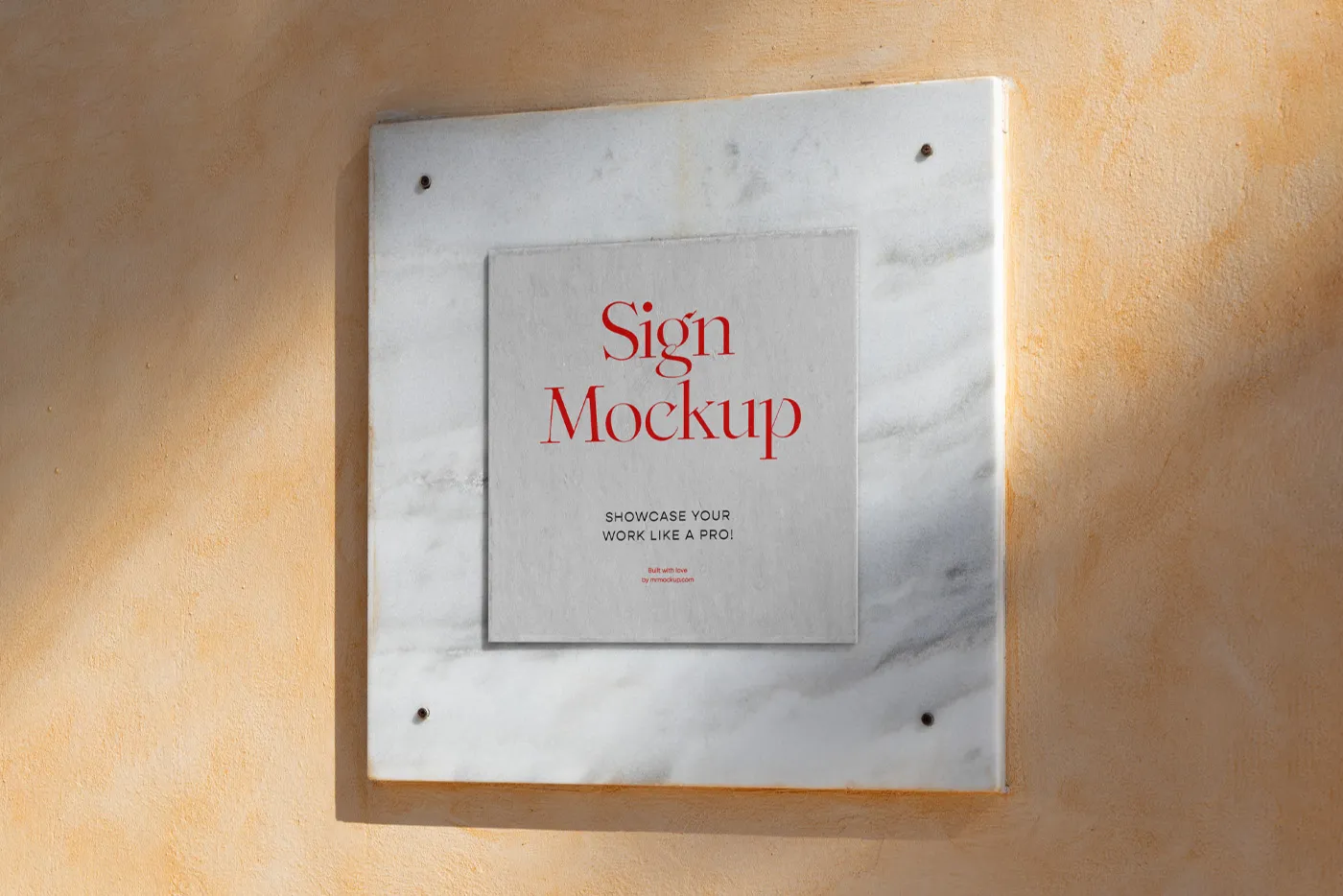 Mermer Mockup'ta Ücretsiz Kare İşaret - Mr.Mockup