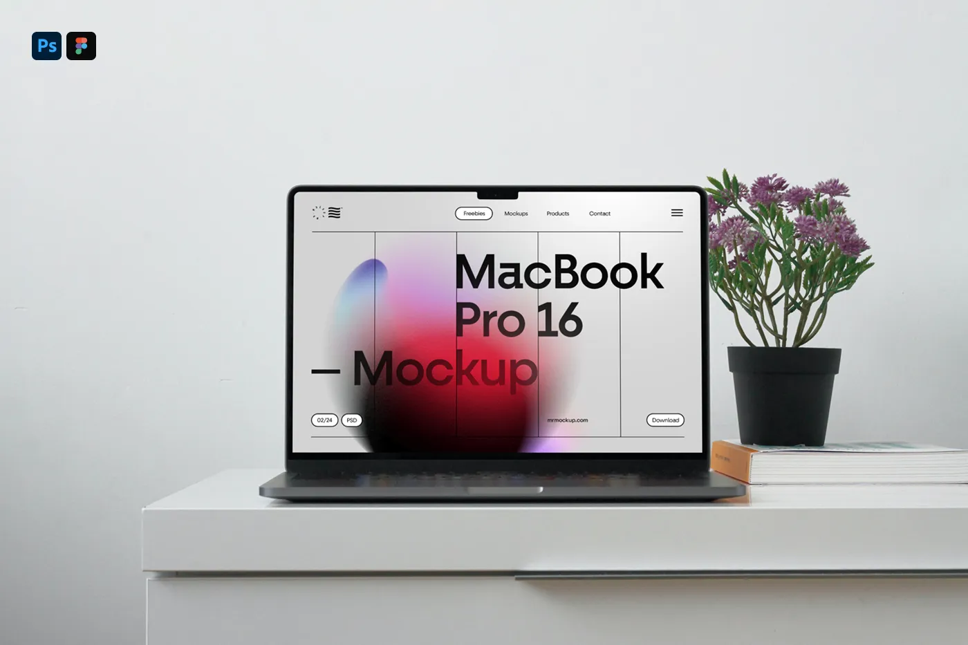Kabine Mockup'ta Ücretsiz MacBook Pro - Mr.Mockup