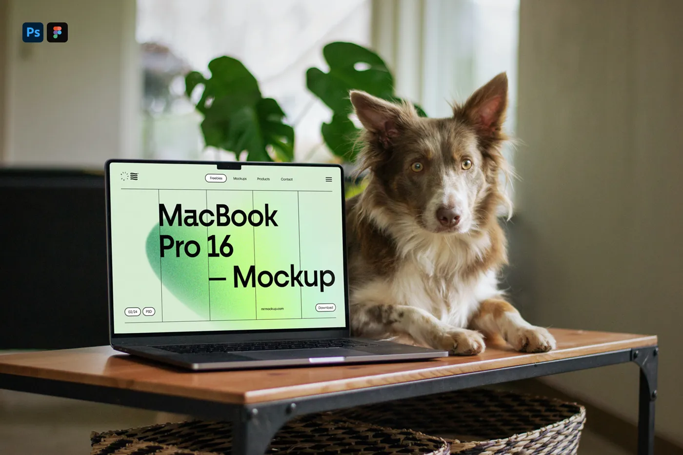 Ücretsiz MacBook Pro, masa mockup - mr.mockup ile doggy ile