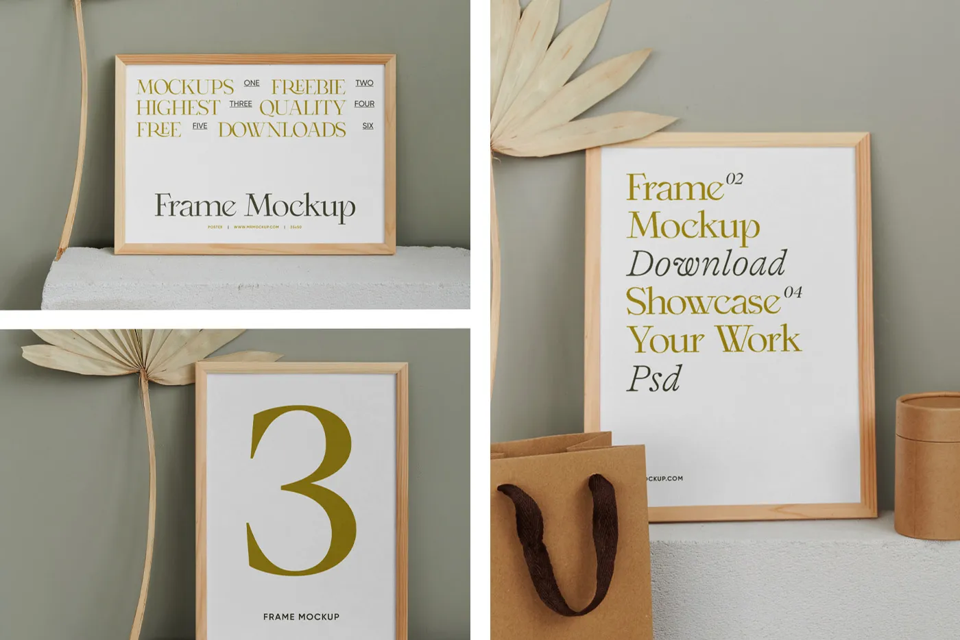 Tuğla Mockup Üzerinde Ahşap Çerçeve - Mr.Mockup