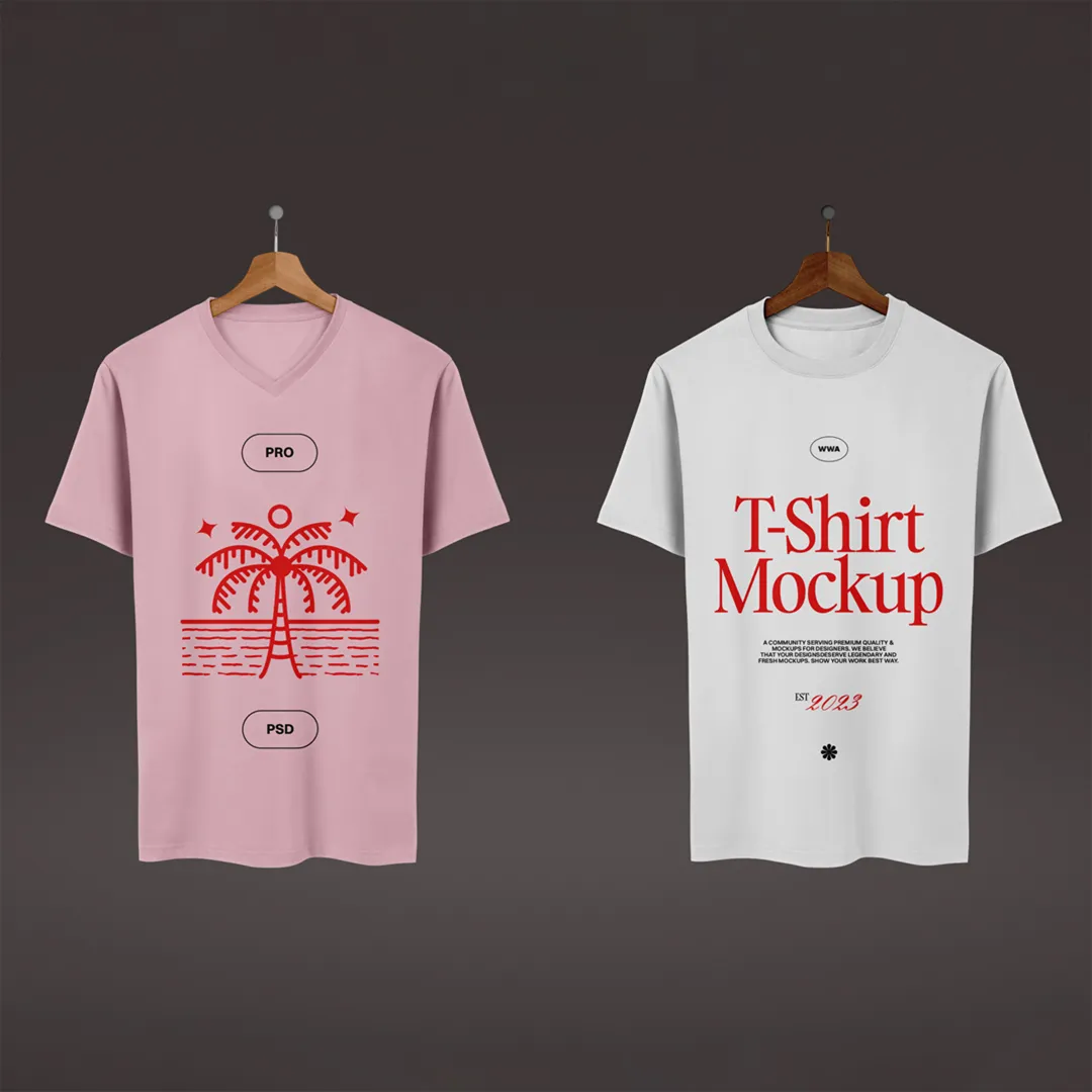 Ücretsiz Çift T-Shirt's Mockup-Mr.Mockup