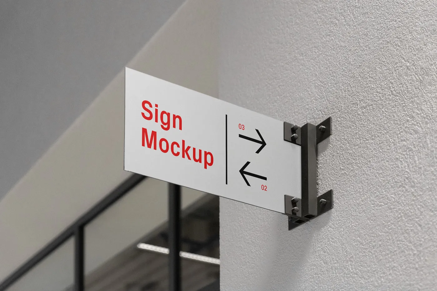 Duvar Mockup'ta Ücretsiz Metal İşareti - Mr.Mockup