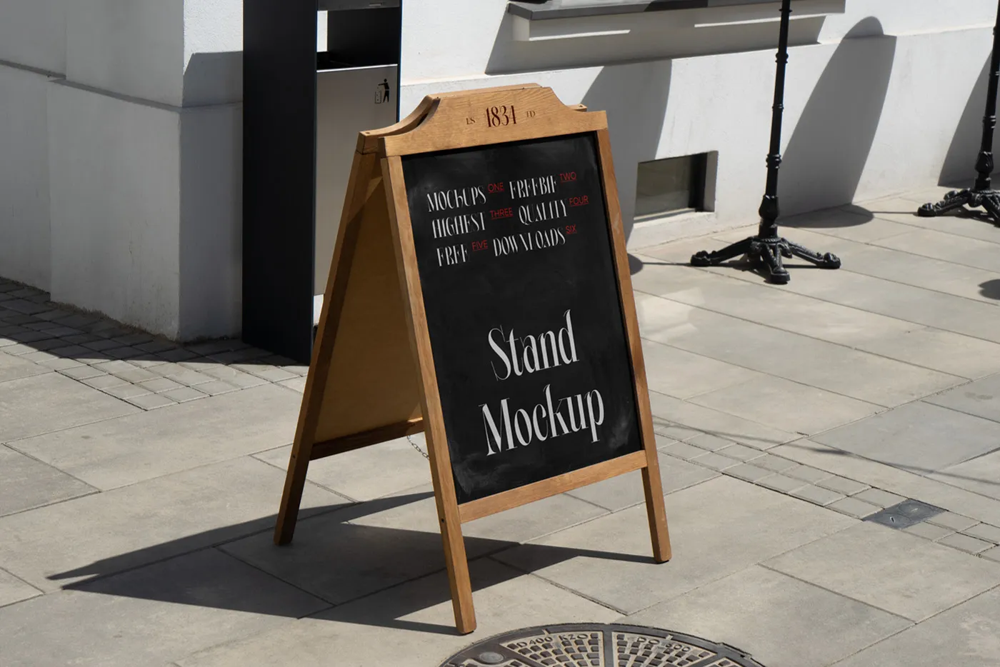 Ücretsiz Ahşap Stand Mockup - Mr.Mockup