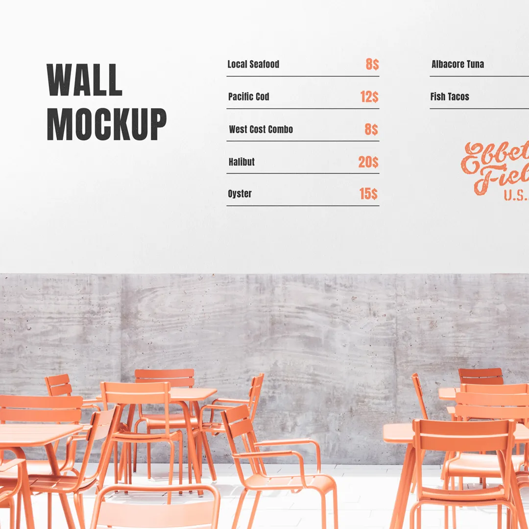Ücretsiz Restuaurant Duvar Mockup - Mr.Mockup