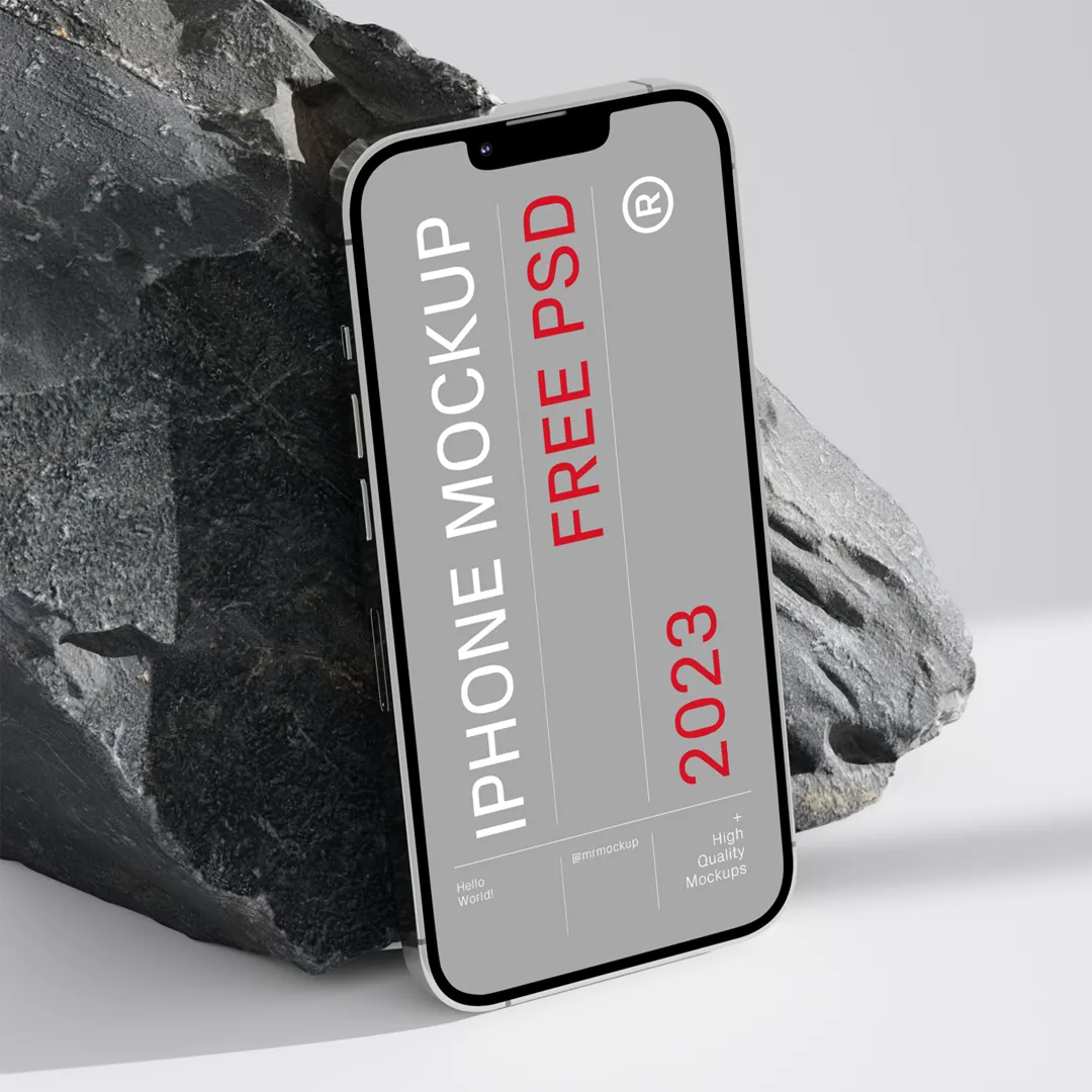 Rock Mockup'a dayalı ücretsiz iPhone - Mr.Mockup