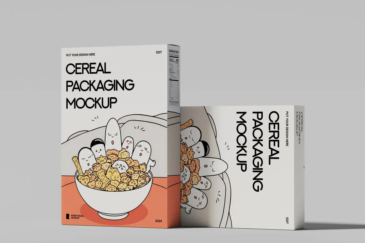 Ücretsiz Tahıl Kutusu Mockup PSD | 